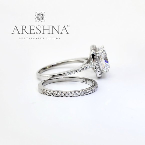 5 Carat Cushion Cut Lab Created Diamond Engagement Ring Bridal Wedding Ring Set - Picture 8 of 14